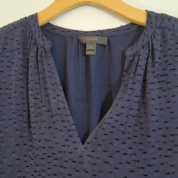 J. Crew Silk Blend Blouse Navy Blue Sheer Lined Career Shirt Top Size 4 EUC - Picture 6 of 9